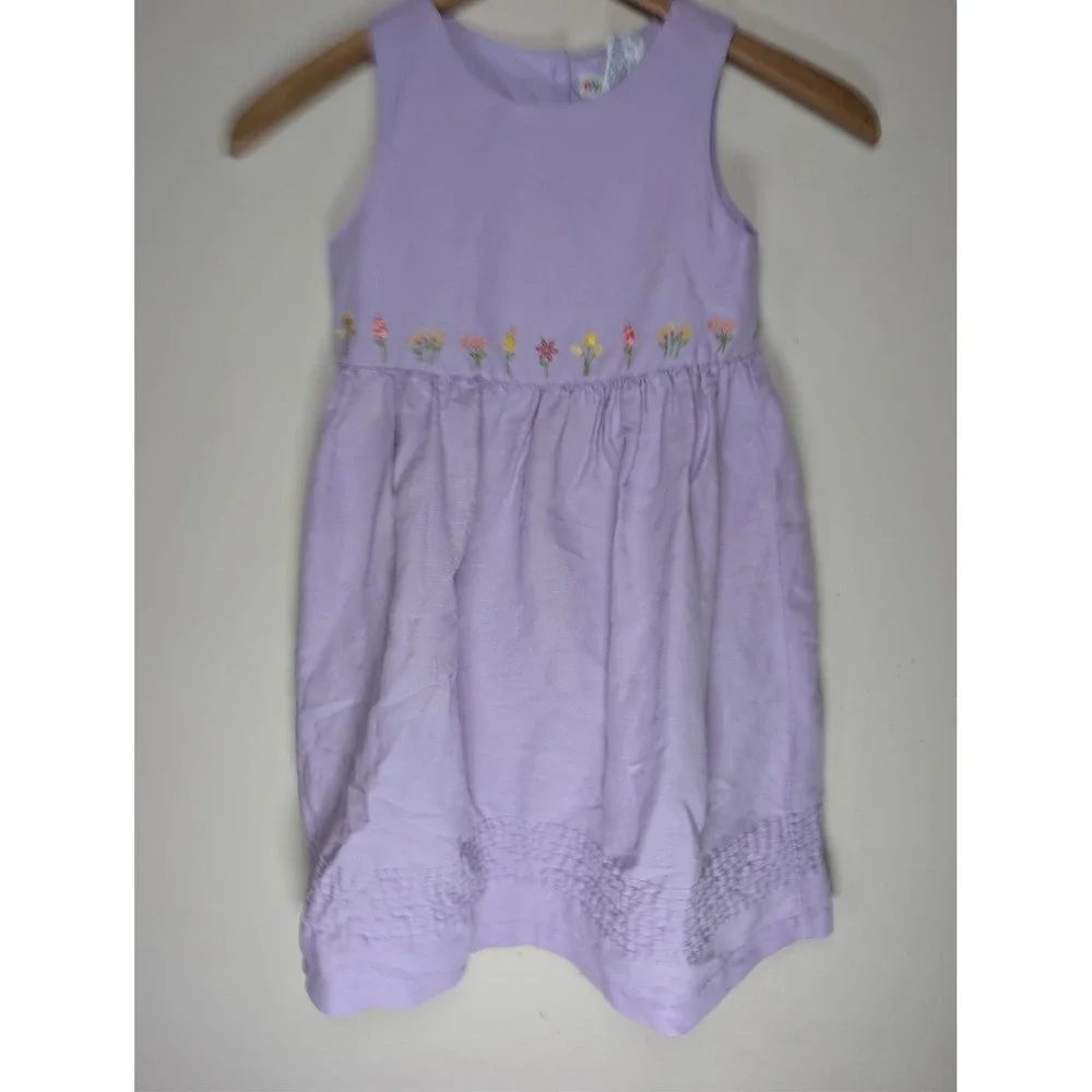 Vintage Gymboree Rainbow Tag Floral Linen Dress Girls XL 5-6‎ Lilac cottagecore
